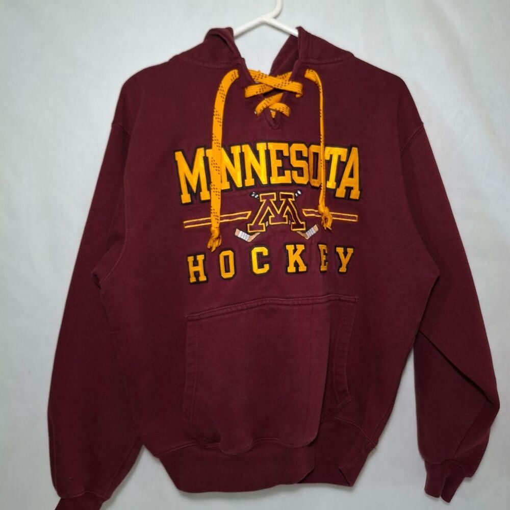 Unbranded Men's Burgundy and Gold Hoodie